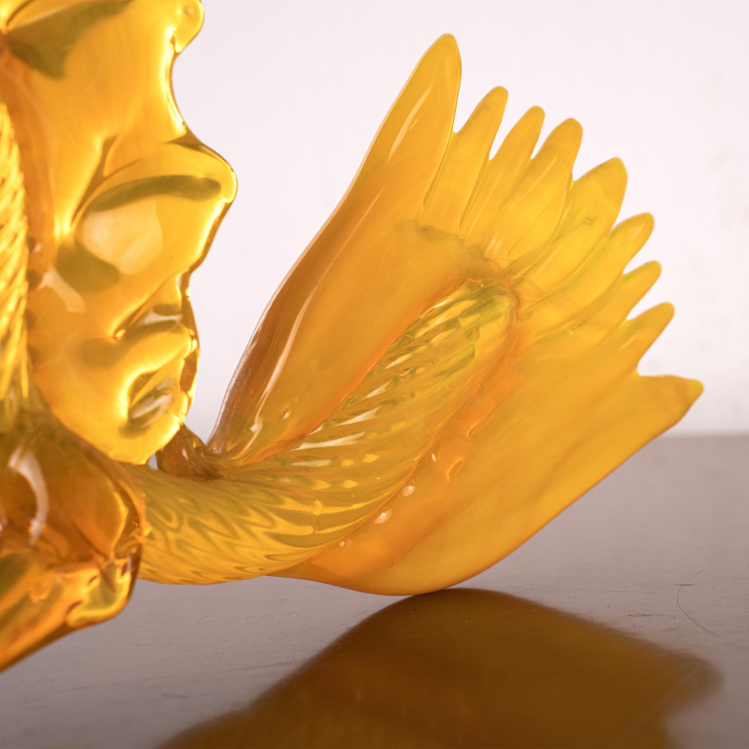 GIUMAN Murano Bernsteinglas Big Dragon Skulptur Made in Italy, ab Lager lieferbar im Angebot 1