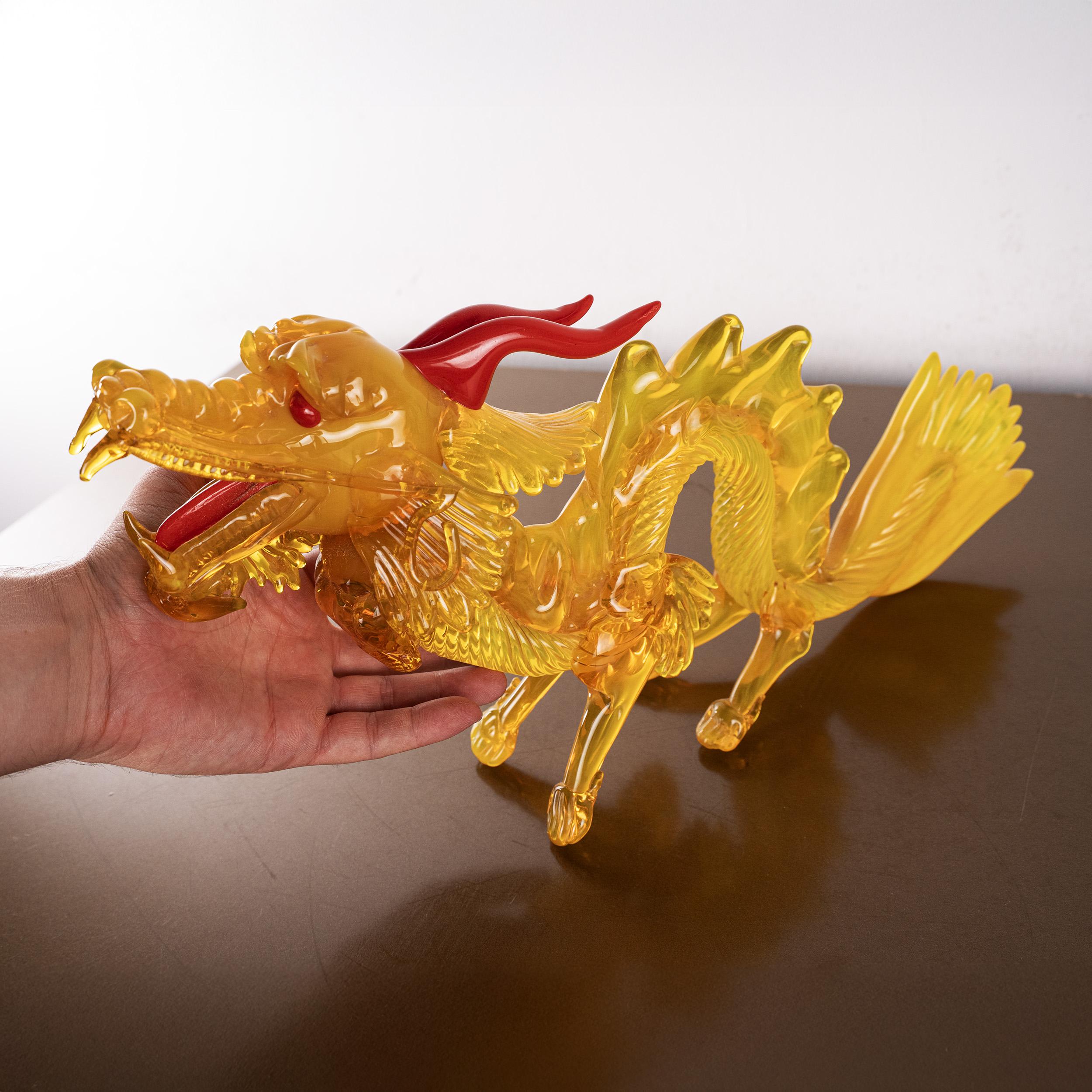 GIUMAN Murano Bernsteinglas Big Dragon Skulptur Made in Italy, ab Lager lieferbar im Angebot 2