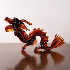 GIUMAN Murano Glass Big Dragon Sculpture, Made in Italy, Available in Stock