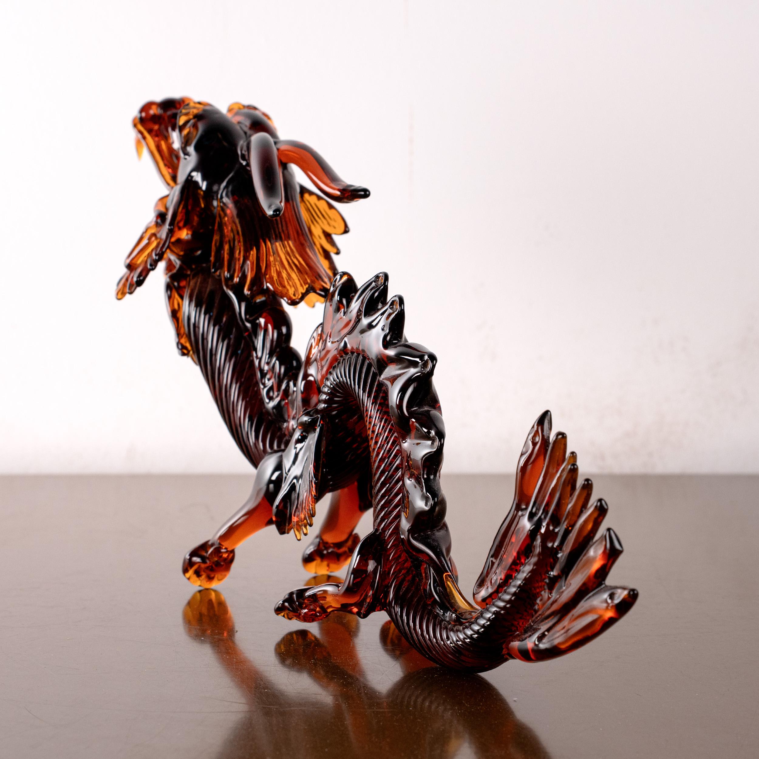 GIUMAN Murano Glas Skulptur Großer Drache, Made in Italy, auf Lager (Italienisch) im Angebot