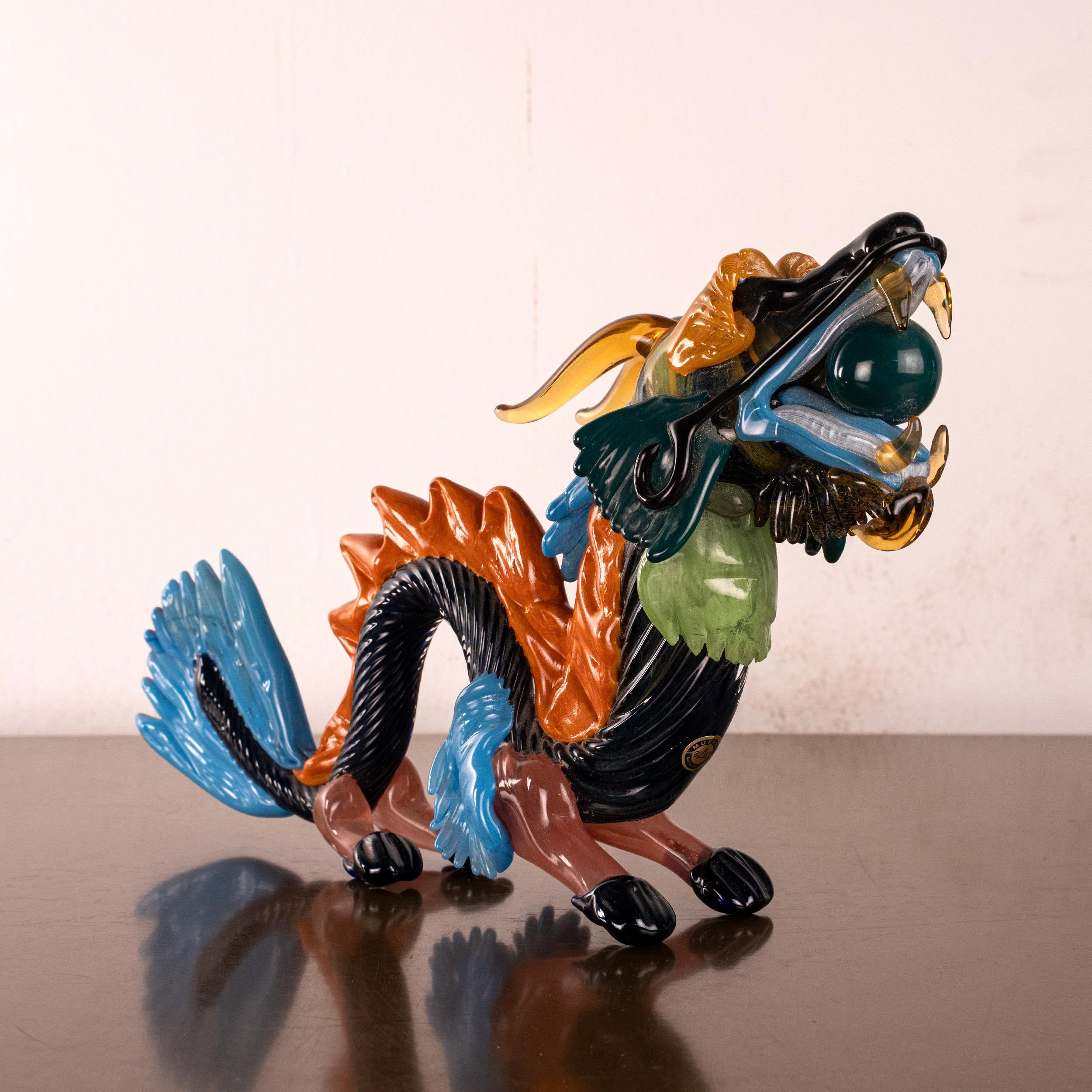 GIUMAN Murano Glas Skulptur Großer Drache, Made in Italy, auf Lager (Italienisch) im Angebot