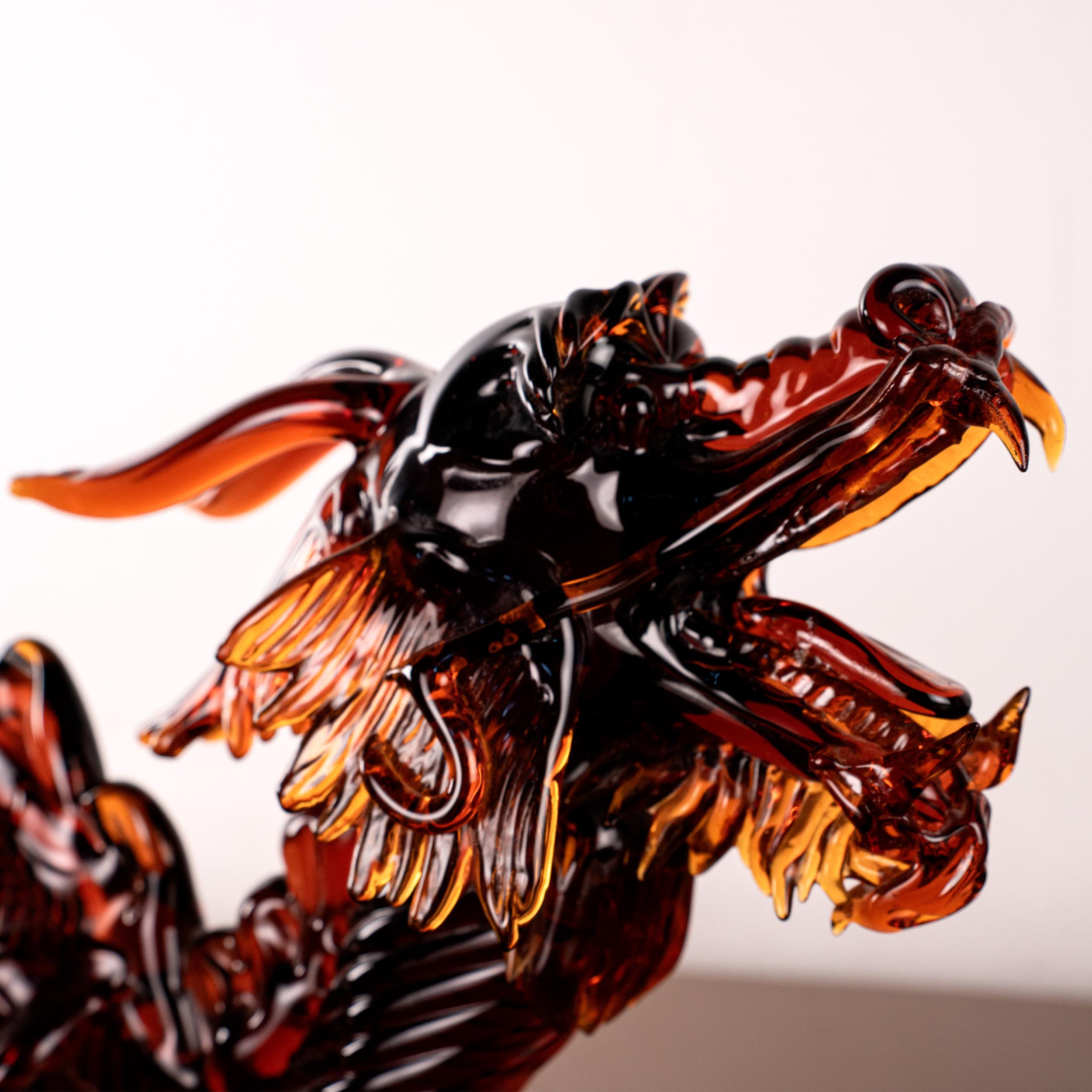 GIUMAN Murano Glas Skulptur Großer Drache, Made in Italy, auf Lager (Handgefertigt) im Angebot