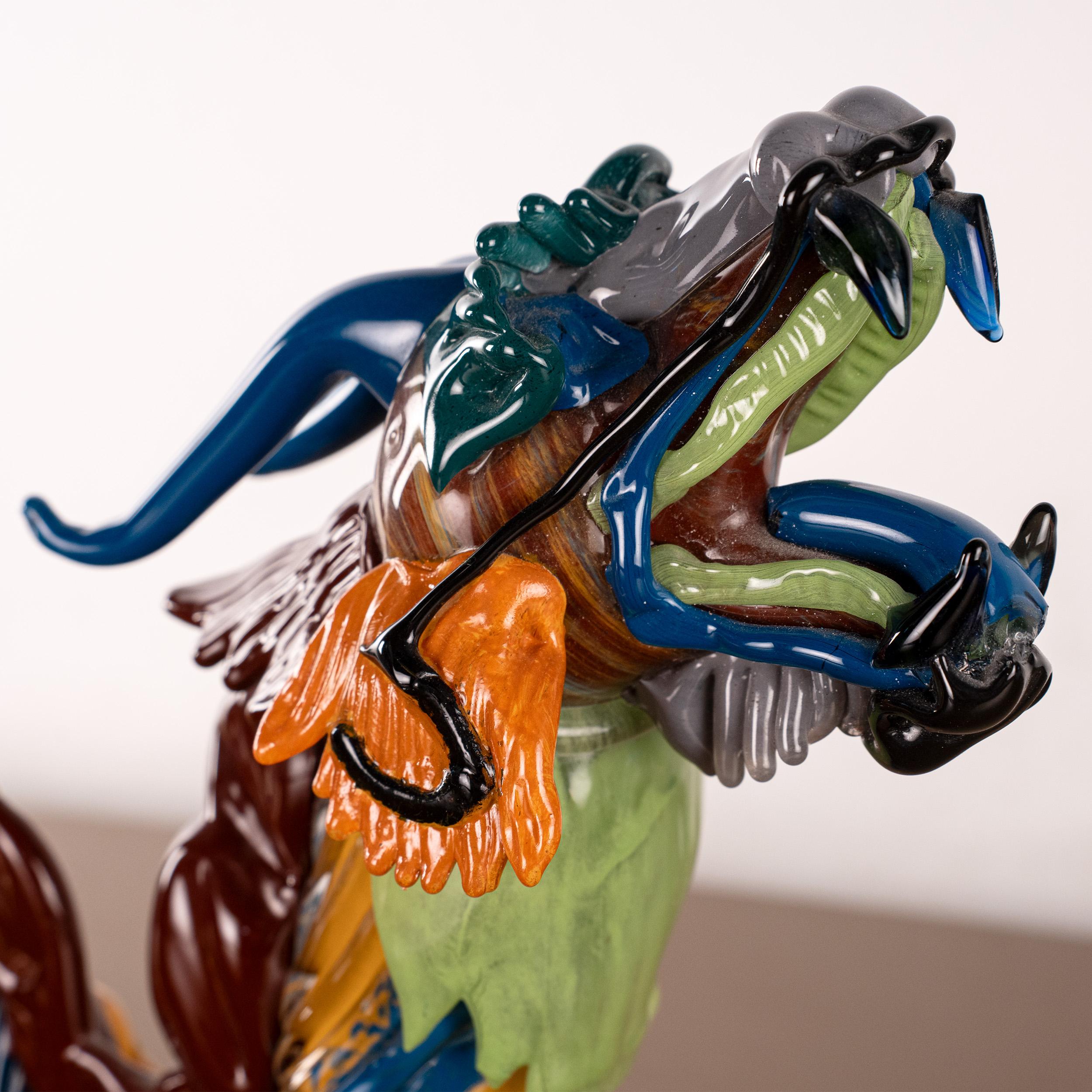 GIUMAN Murano Glas Skulptur Großer Drache, Made in Italy, auf Lager (Handgefertigt) im Angebot