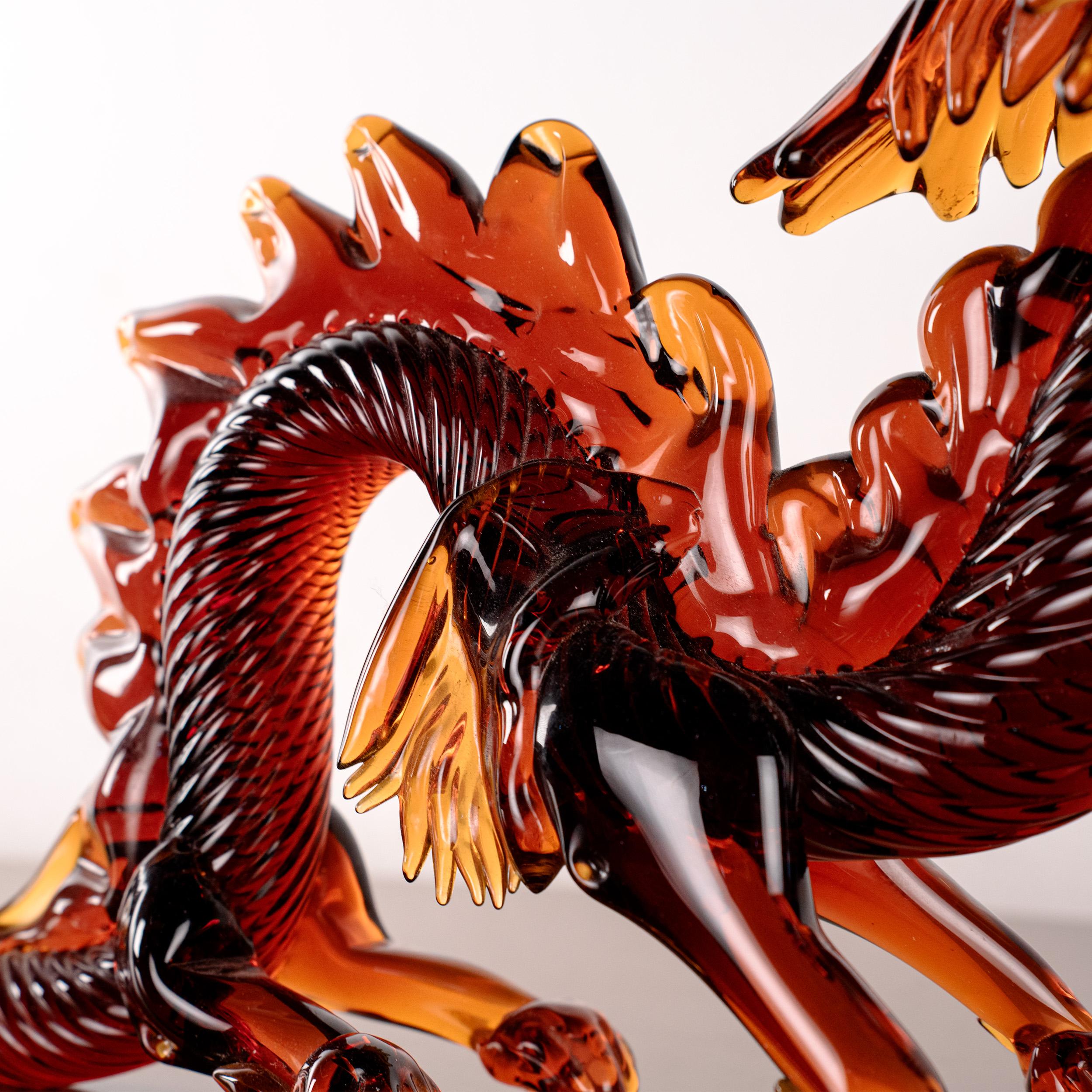 GIUMAN Murano Glas Skulptur Großer Drache, Made in Italy, auf Lager im Zustand „Hervorragend“ im Angebot in Venezia, IT