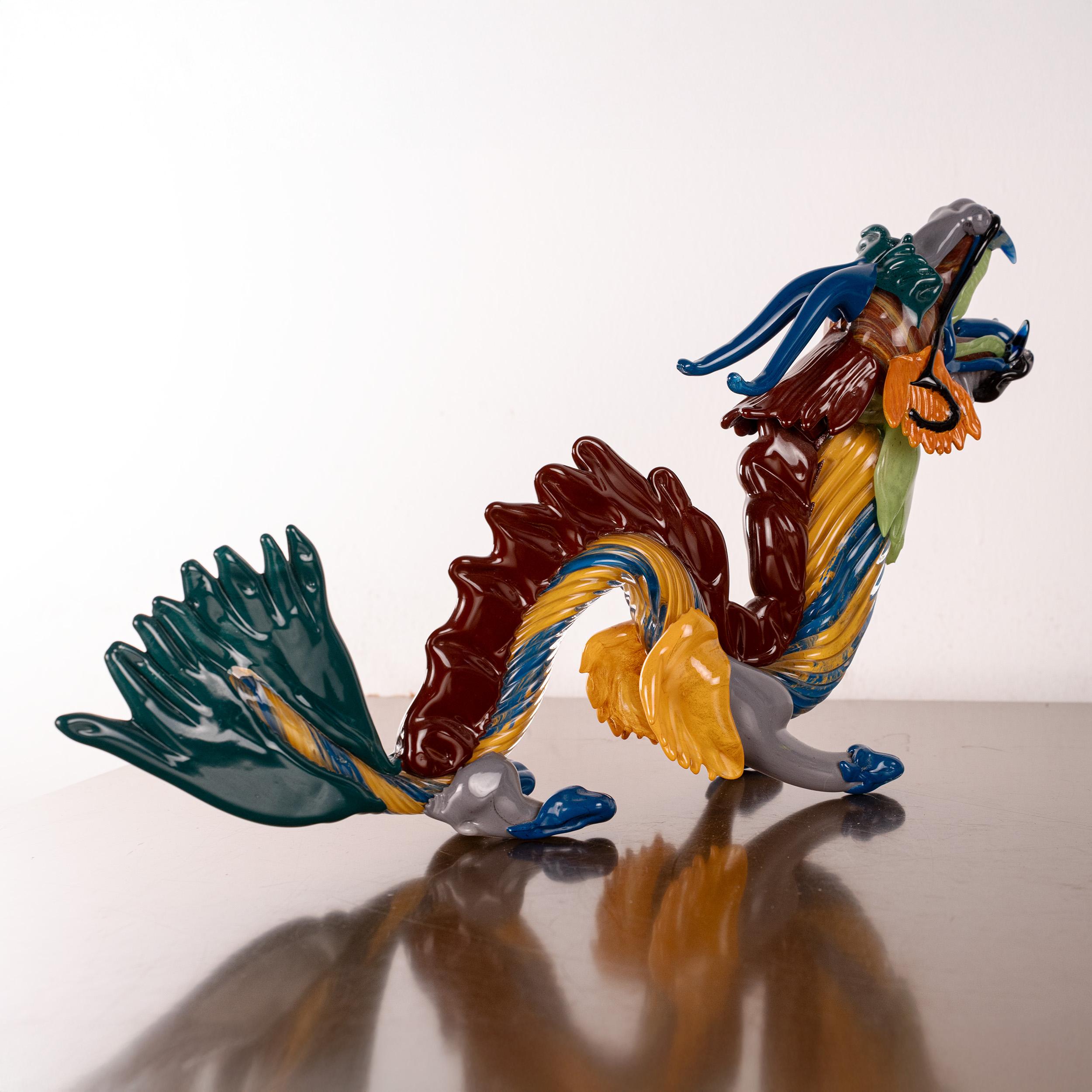 GIUMAN Murano Glas Skulptur Großer Drache, Made in Italy, auf Lager im Zustand „Gut“ im Angebot in Venezia, IT