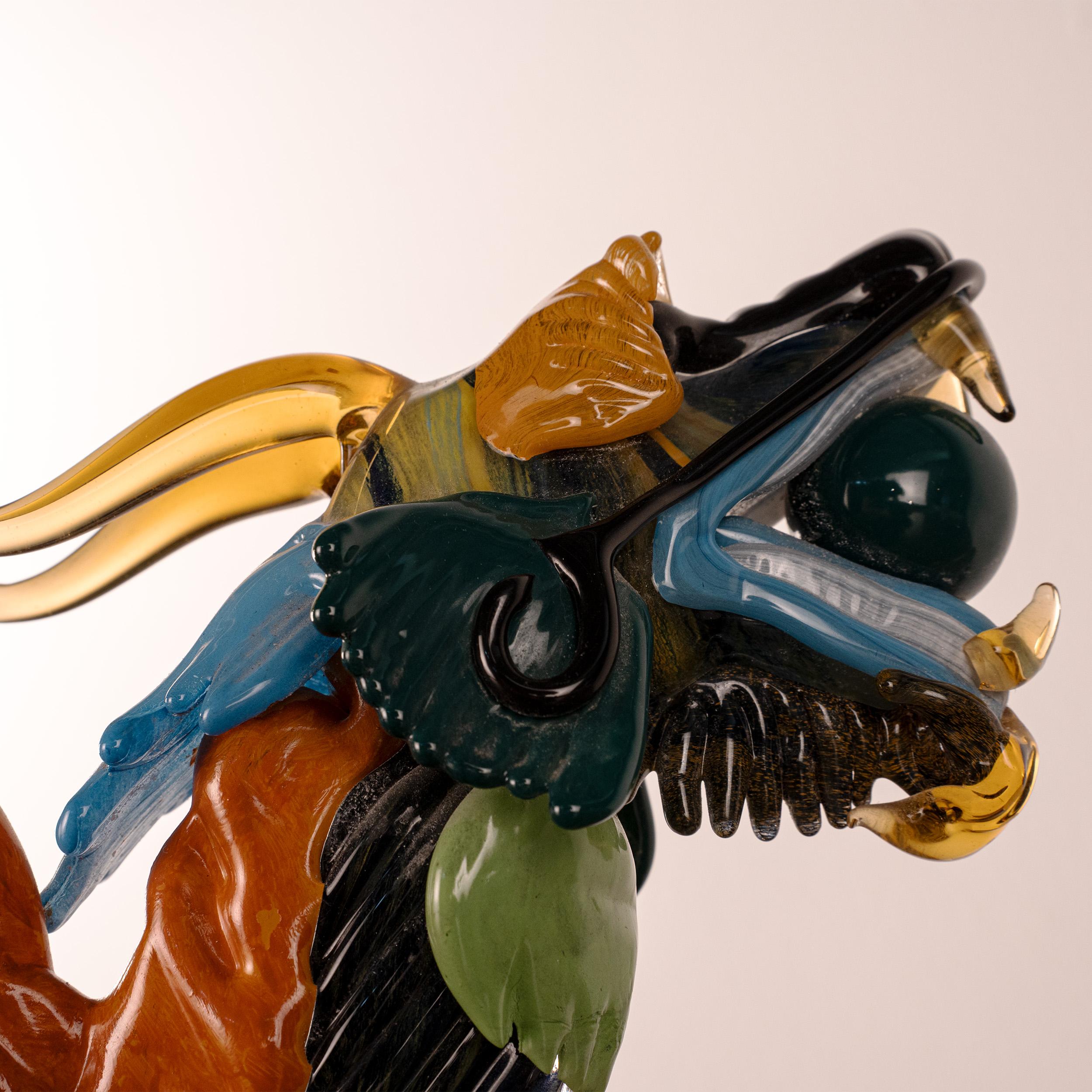 GIUMAN Murano Glas Skulptur Großer Drache, Made in Italy, auf Lager (Muranoglas) im Angebot