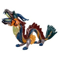 GIUMAN Murano Glass Big Dragon Sculpture, Made in Italy, Available in Stock