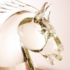 GIUMAN Murano Glass Big Horse Head Sculpture, Made in Italy, Available in Stock