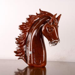 GIUMAN Murano Glass Big Horse Head Sculpture, Made in Italy, Available in Stock