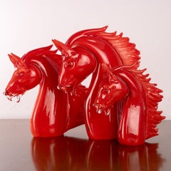 GIUMAN Murano Glass Big Horse Head Sculpture, Made in Italy, Available in Stock
