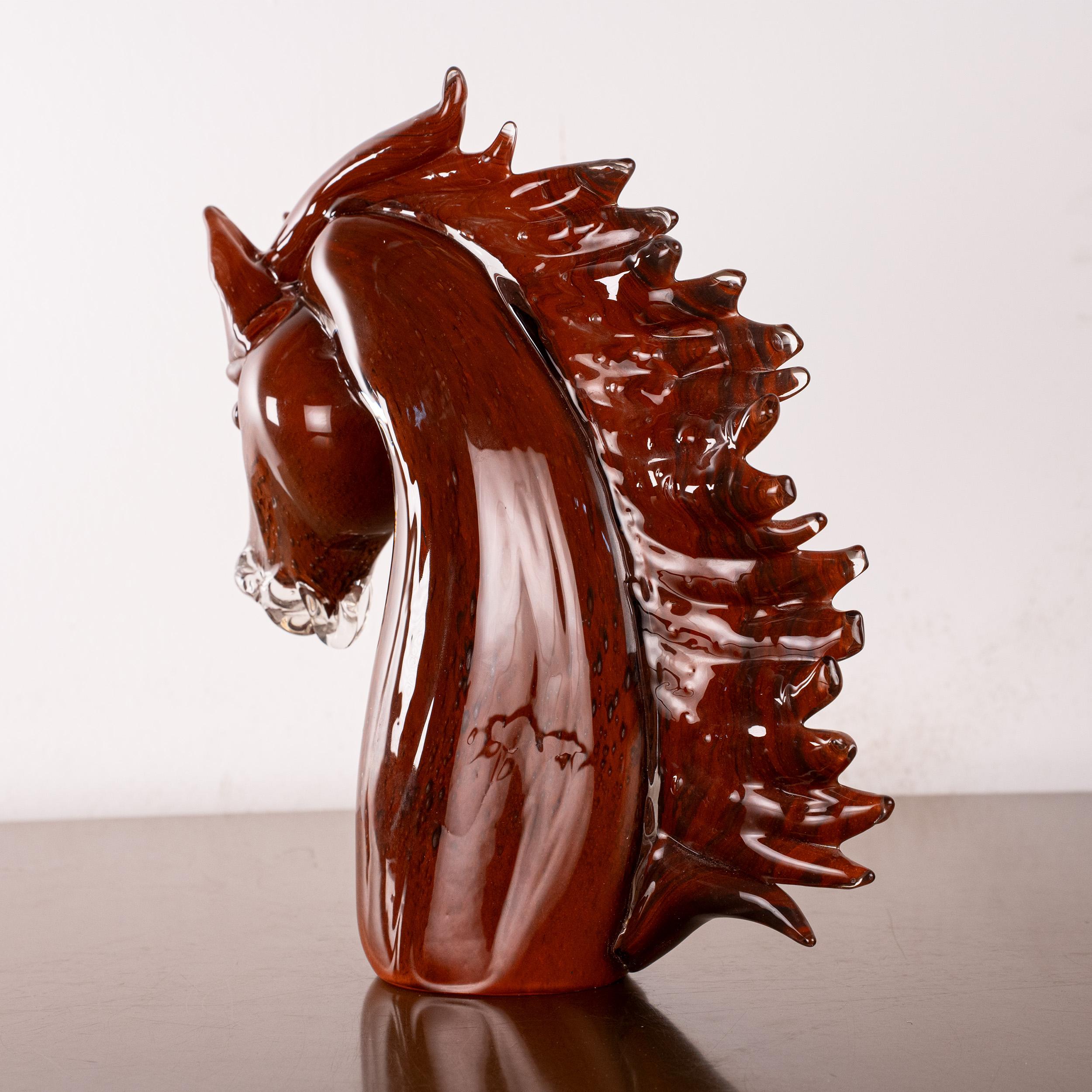 GIUMAN Murano Glas Großer Pferdekopf Skulptur, Made in Italy, auf Lager (Italienisch) im Angebot