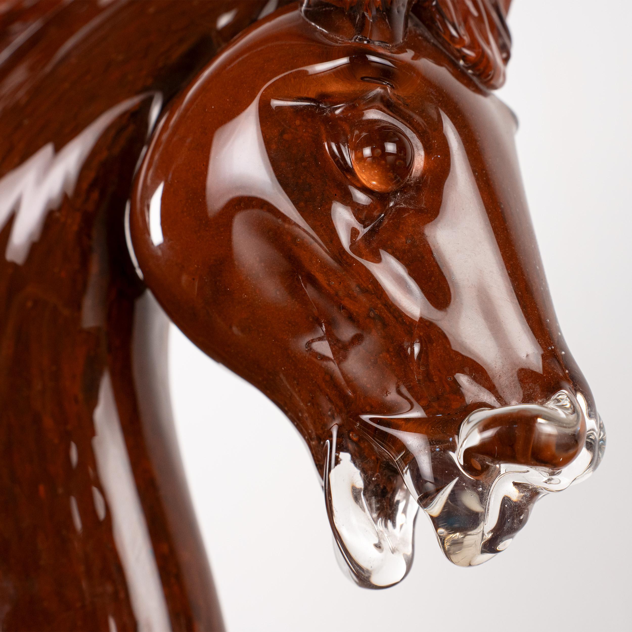 GIUMAN Murano Glas Großer Pferdekopf Skulptur, Made in Italy, auf Lager (20. Jahrhundert) im Angebot