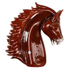 GIUMAN Murano Glass Big Horse Head Sculpture, Made in Italy, Available in Stock