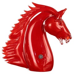 GIUMAN Murano Glass Big Horse Head Sculpture, Made in Italy, Available in Stock