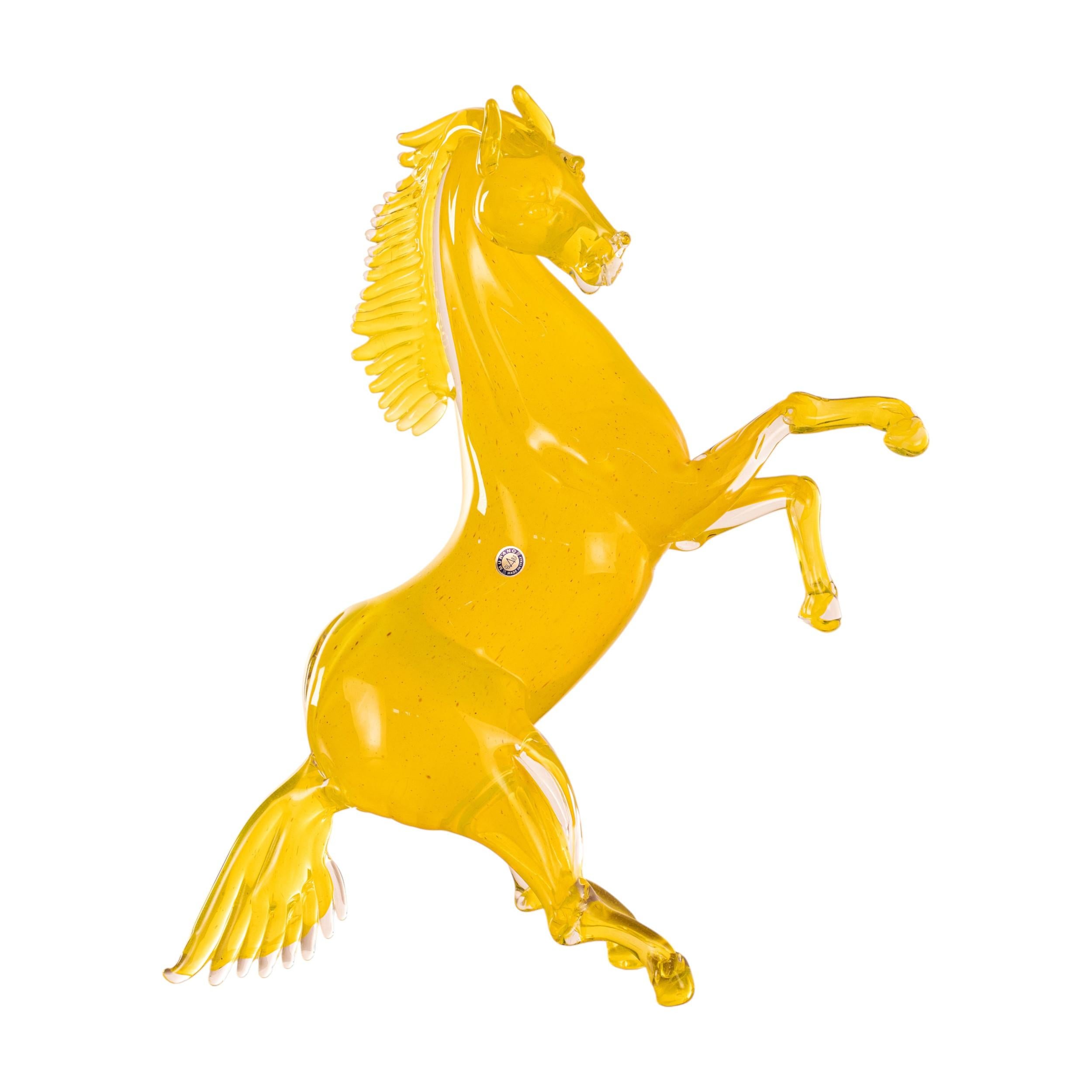 Italiano Sculture di grandi cavalli in vetro di Murano GIUMAN, Made in Italy, disponibili in stock in vendita