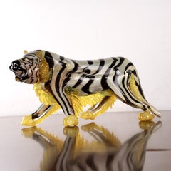 GIUMAN Murano Glass Unique Big Tiger Sculpture Made in Italy Disponible en stock