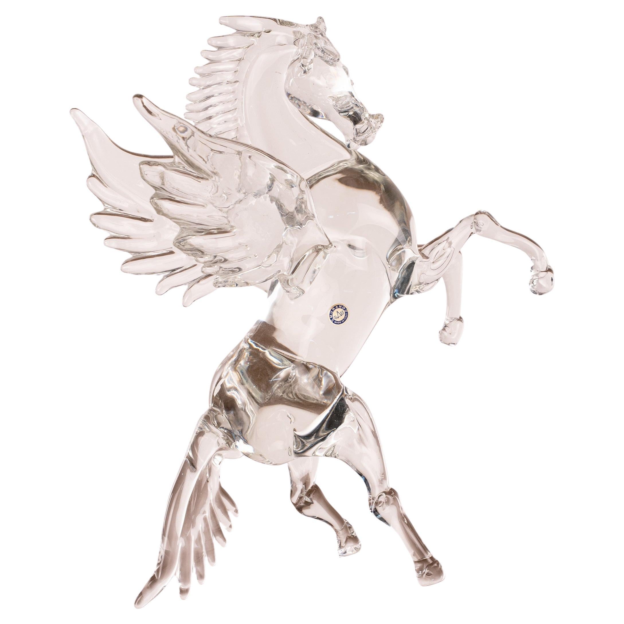 Scultura di cavallo alato in vetro di Murano GIUMAN, Made in Italy, disponibile in stock
