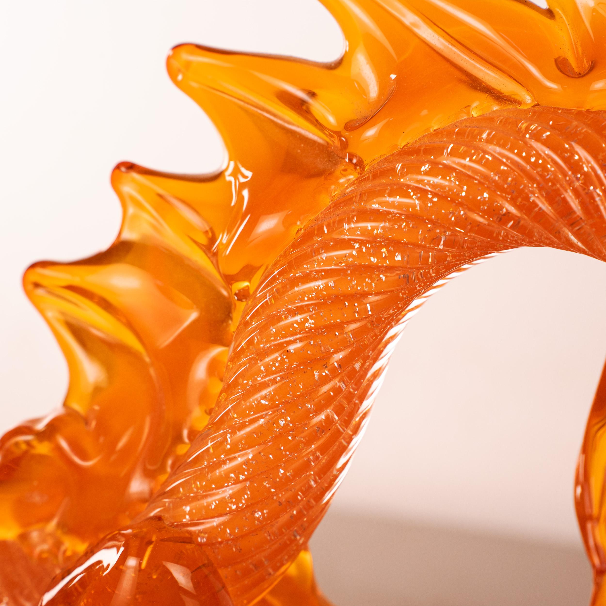 GIUMAN Orange Murano Glas Big Dragon Skulptur Made in Italy Sofort lieferbar (20. Jahrhundert) im Angebot