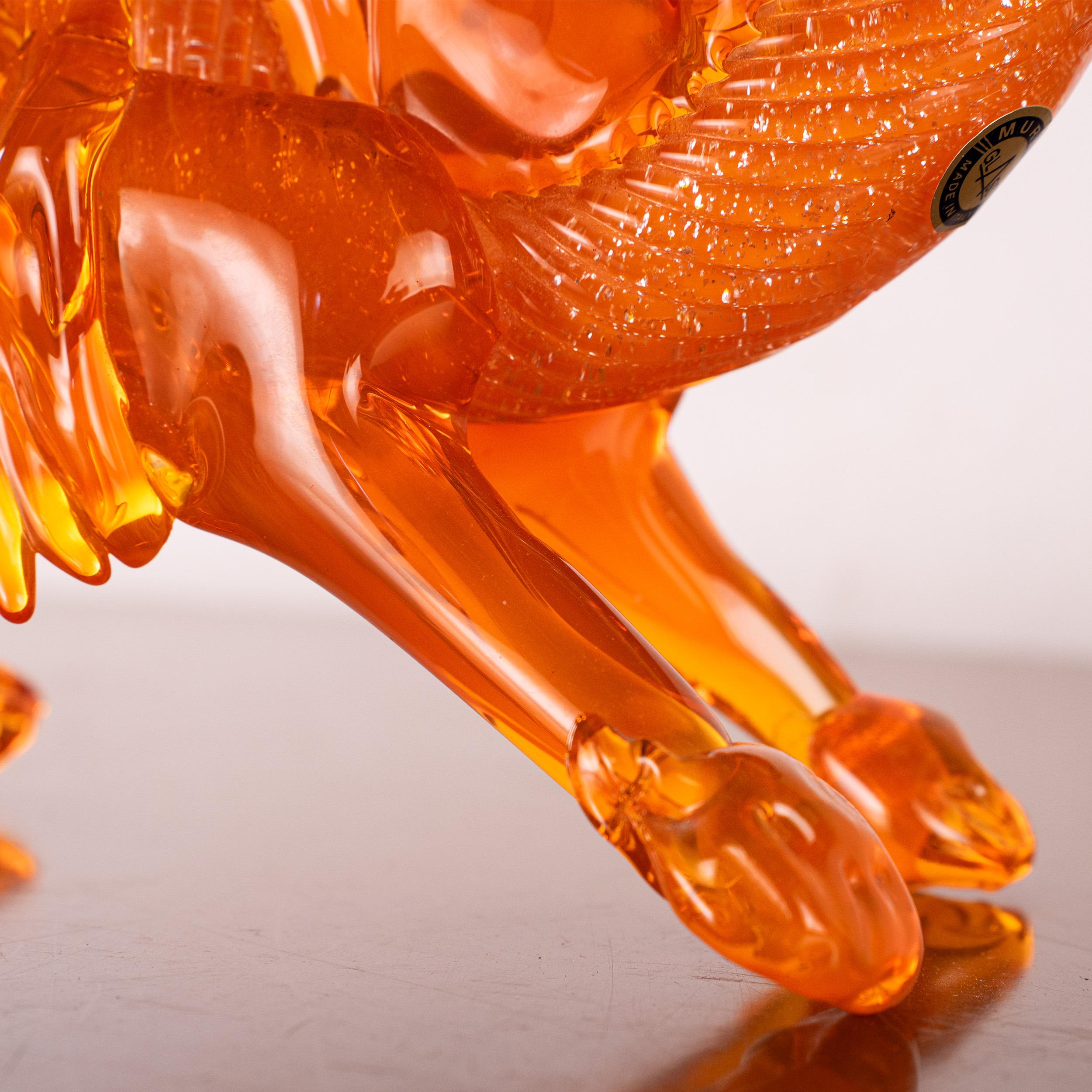 GIUMAN Orange Murano Glas Big Dragon Skulptur Made in Italy Sofort lieferbar (Muranoglas) im Angebot