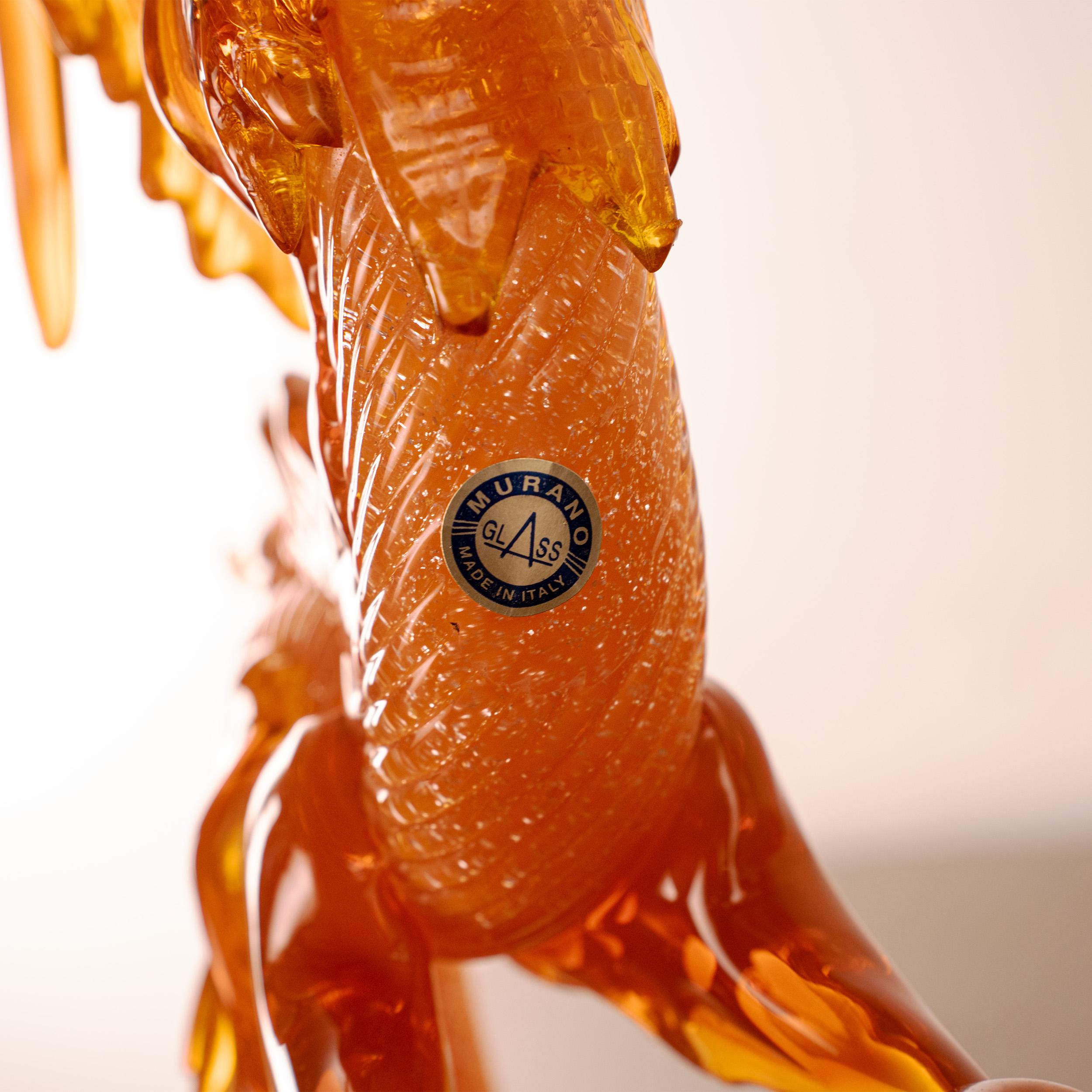 GIUMAN Orange Murano Glas Big Dragon Skulptur Made in Italy Sofort lieferbar im Angebot 1