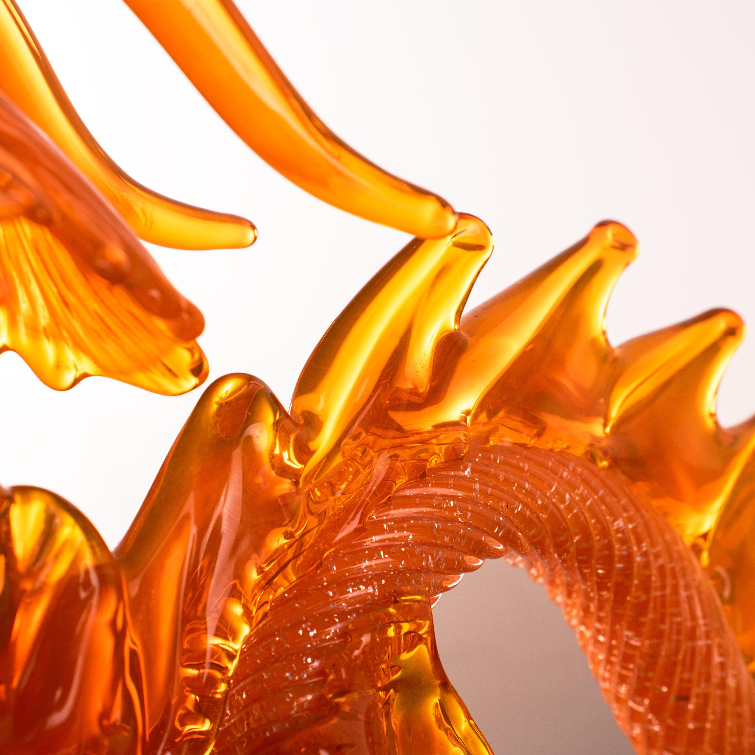 GIUMAN Orange Murano Glas Big Dragon Skulptur Made in Italy Sofort lieferbar im Angebot 2