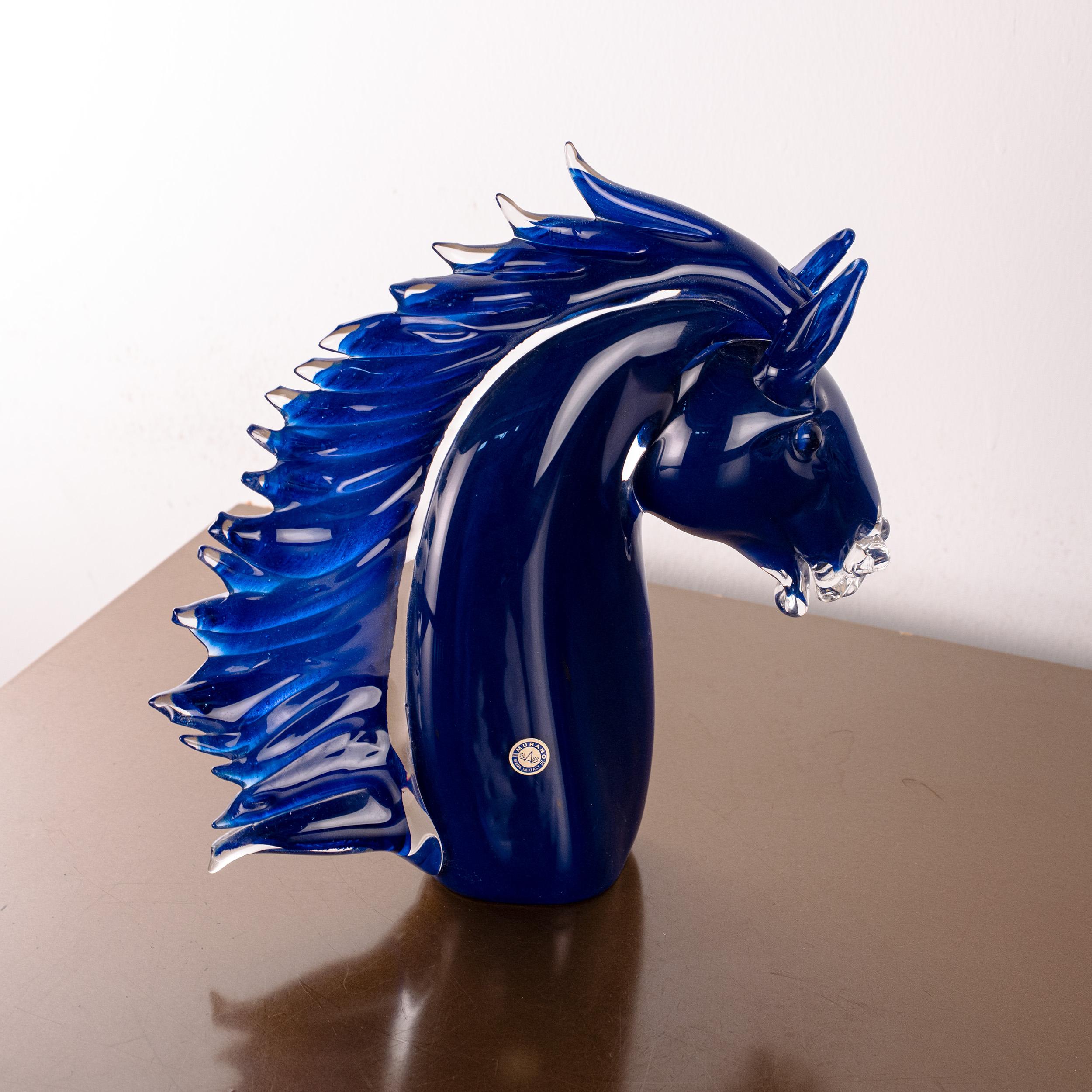 GIUMAN signiert Murano Glas Big Horse Head Skulptur, Made in Italy, auf Lager (Italienisch) im Angebot