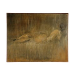 Vintage Giuseppe Ajmone, Oil on Canvas. Nude 1964