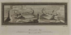 Ancient Roman Boats - Etching Giuseppe Aloja  - 18th Century