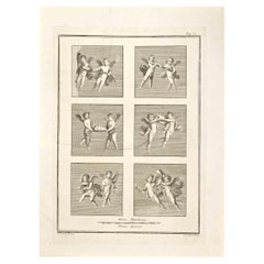 Ancienne gravure romaine Fresco Herculaneum de G. Aloja  XVIIIe siècle