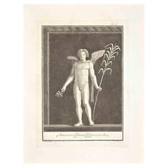 Ancienne gravure romaine Fresco Herculaneum de G. Aloja  XVIIIe siècle