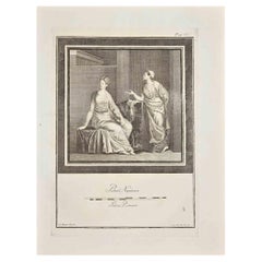 Ancienne gravure romaine Fresco Herculaneum de G. Aloja  XVIIIe siècle