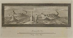 Ancient Roman Scene Herculaneum - Etching Giuseppe Aloja  - 18th Century