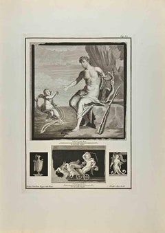 Heracles et Cupidon - Gravure par  Giuseppe Aloja - XVIIIe siècle