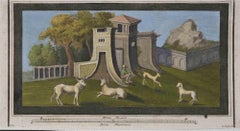 Antique Roman Fresco With Animals - Etching by Giuseppe Aloja - 18th Century