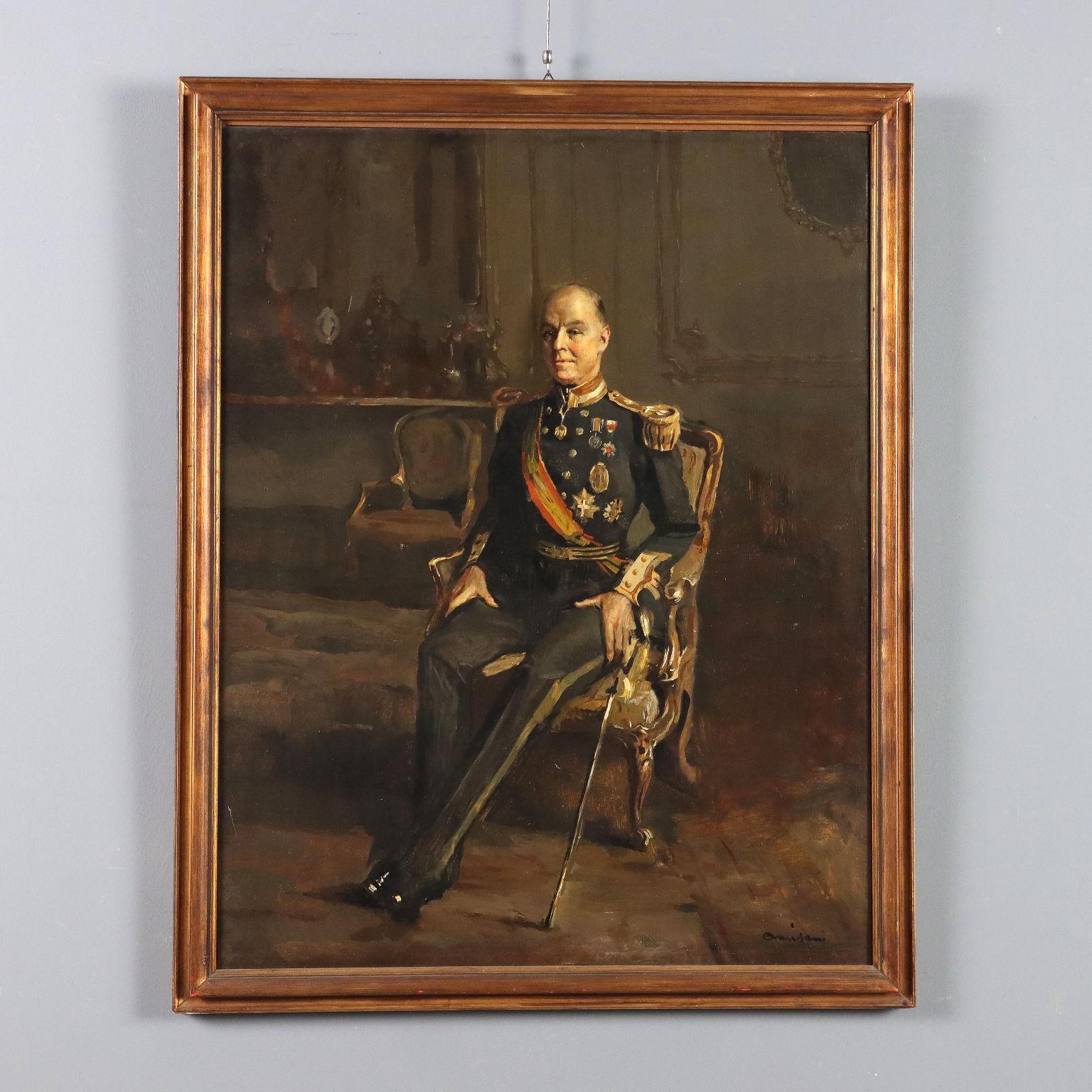 Olio su tela. Firmato in basso a destra.
Giuseppe Amisani si affermò come ritrattista di personaggi famosi o comunque altolocati.
La sua pittura considerata tardo - impressionista, fu influenzata dalla Belle Epoque che lo portò verso scelte