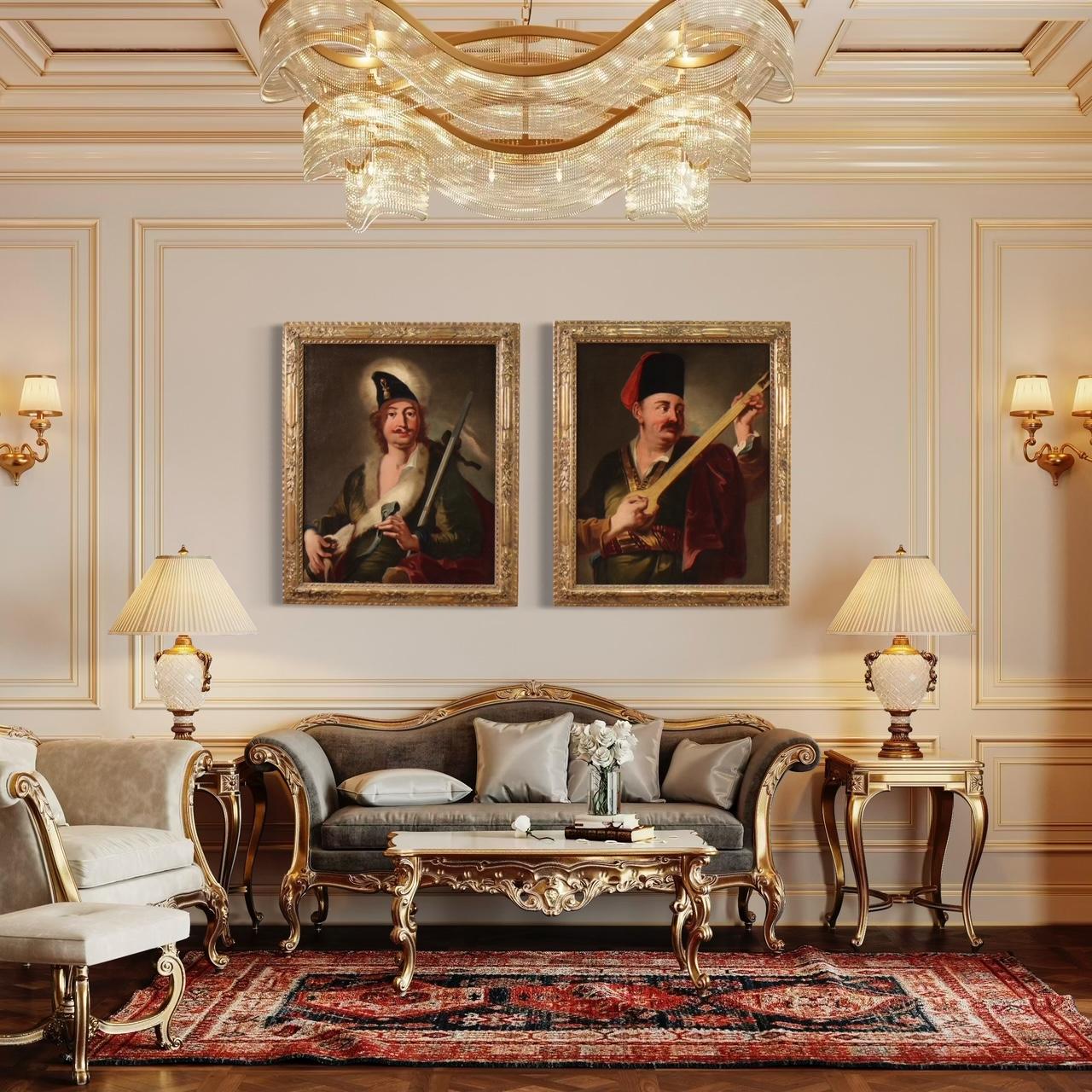 Pair of 18th Century Oil on Canvas Italian Portraits Paintings, 1770s For Sale 11