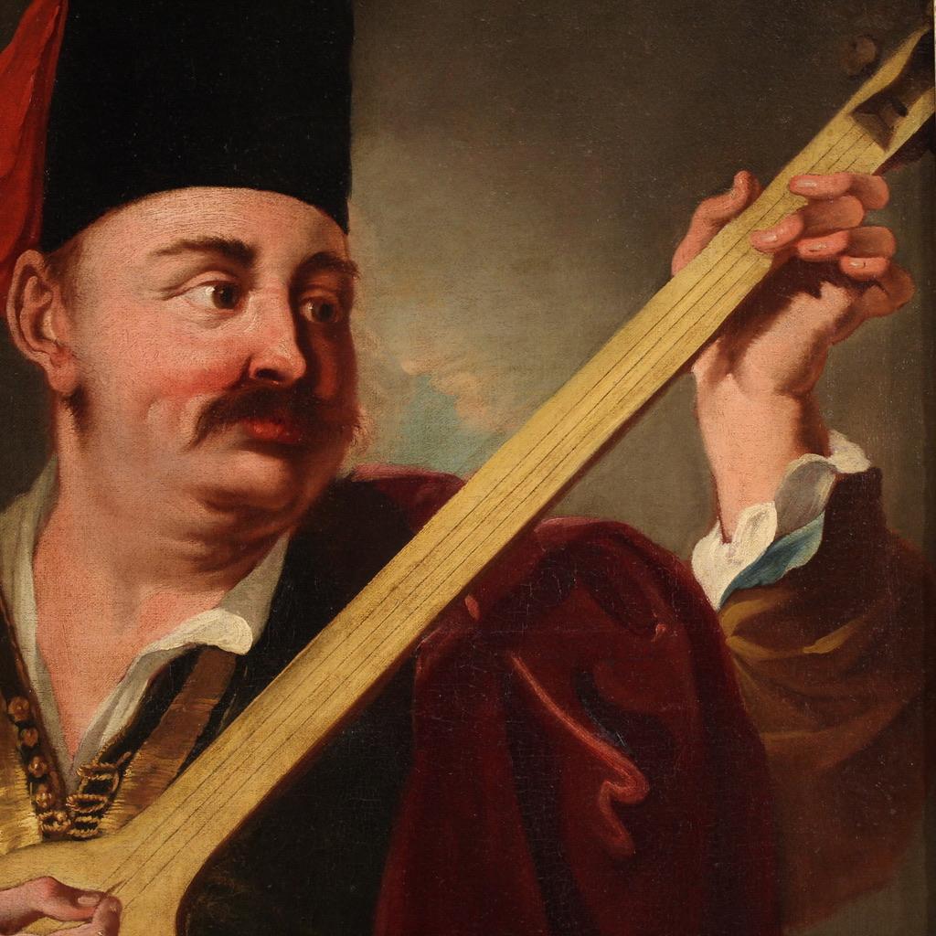 Pair of 18th Century Oil on Canvas Italian Portraits Paintings, 1770s For Sale 12