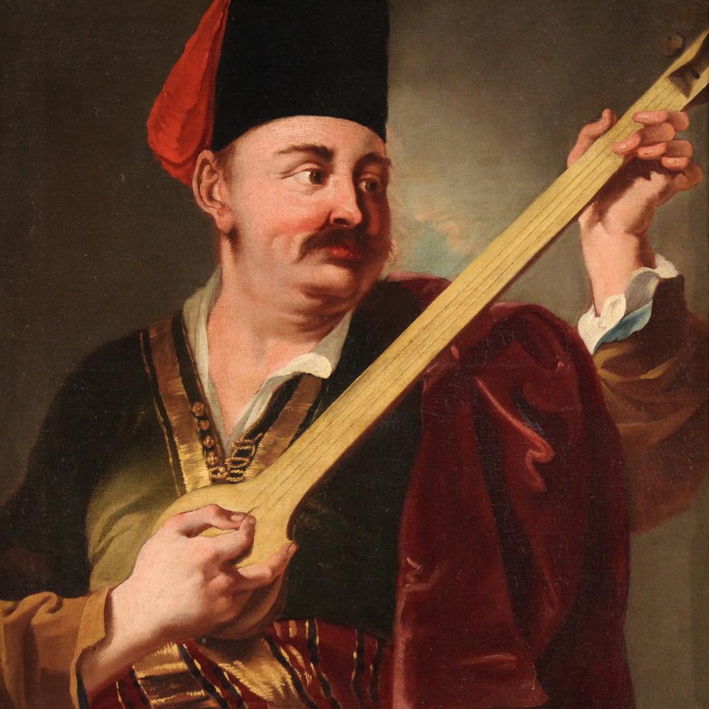 Pair of 18th Century Oil on Canvas Italian Portraits Paintings, 1770s For Sale 1
