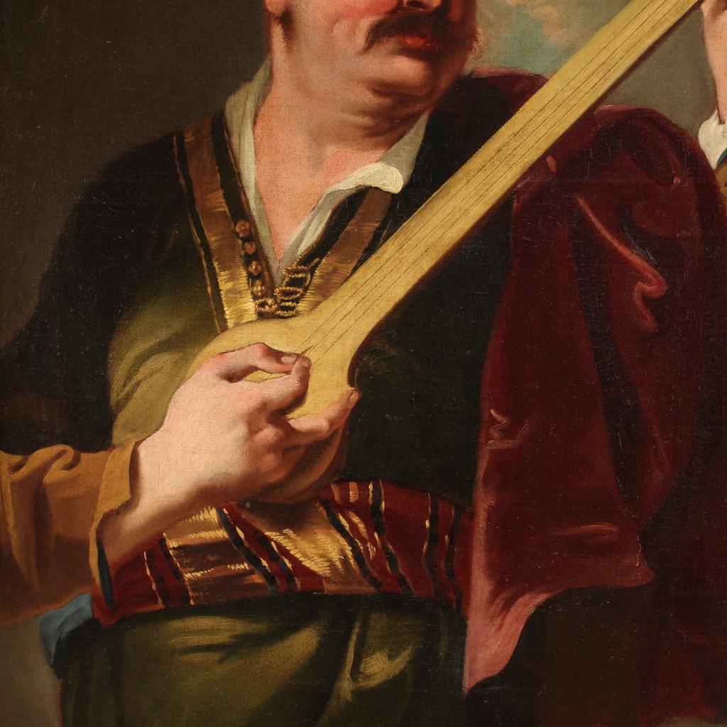 Pair of 18th Century Oil on Canvas Italian Portraits Paintings, 1770s For Sale 2