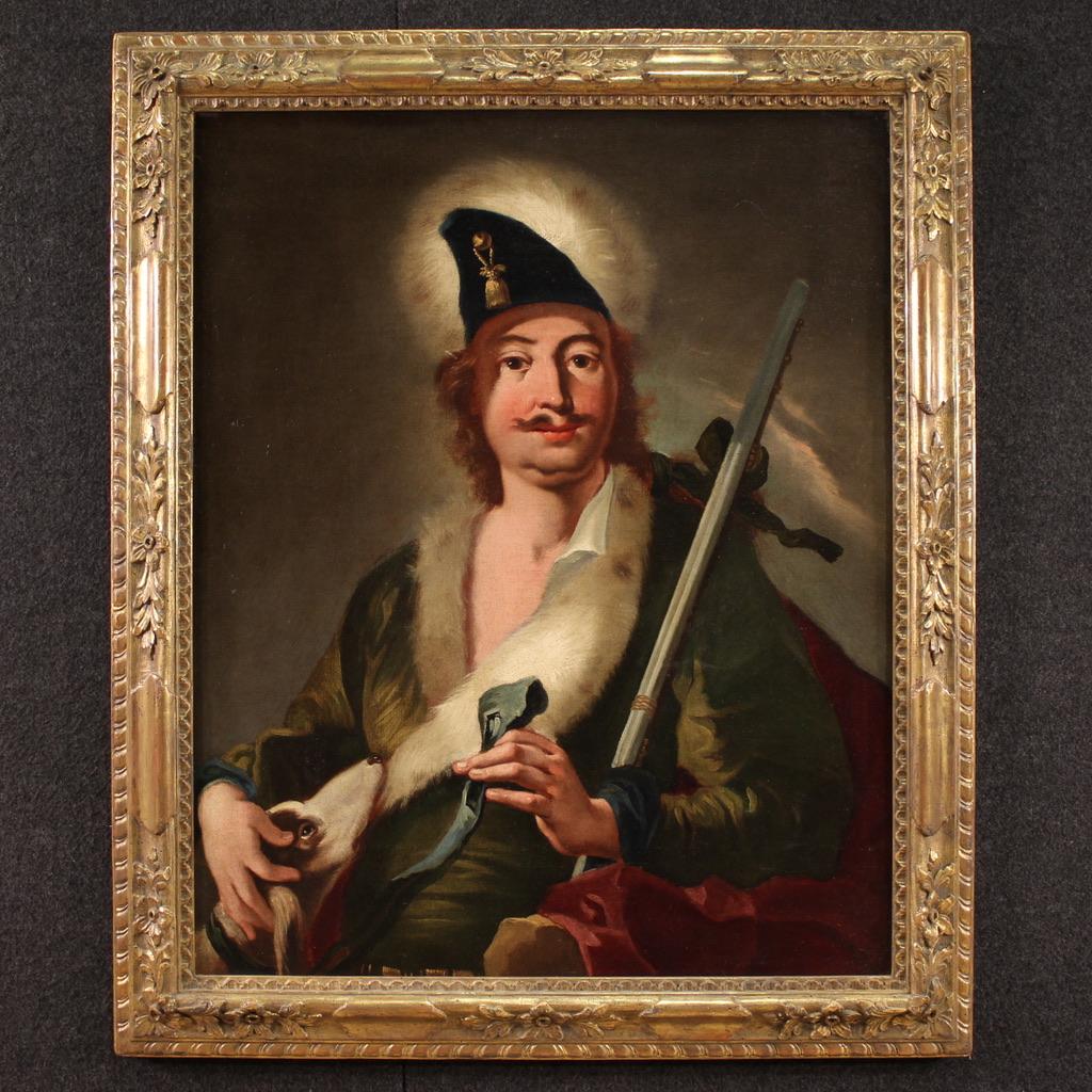 Pair of 18th Century Oil on Canvas Italian Portraits Paintings, 1770s For Sale 4