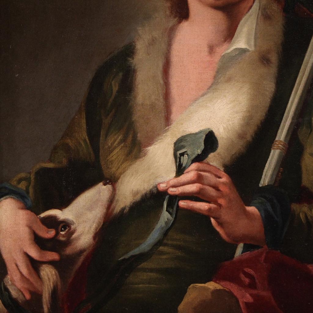 Pair of 18th Century Oil on Canvas Italian Portraits Paintings, 1770s For Sale 6