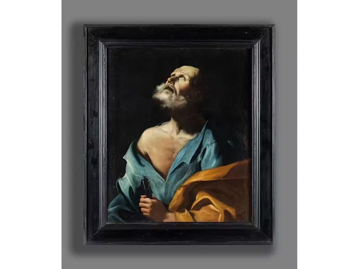 18th Century by Giuseppe Antonio Petrini, Portrait of Saint Peter, Oil on canvas For Sale 1
