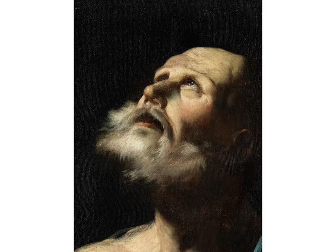 18th Century by Giuseppe Antonio Petrini, Portrait of Saint Peter, Oil on canvas For Sale 2