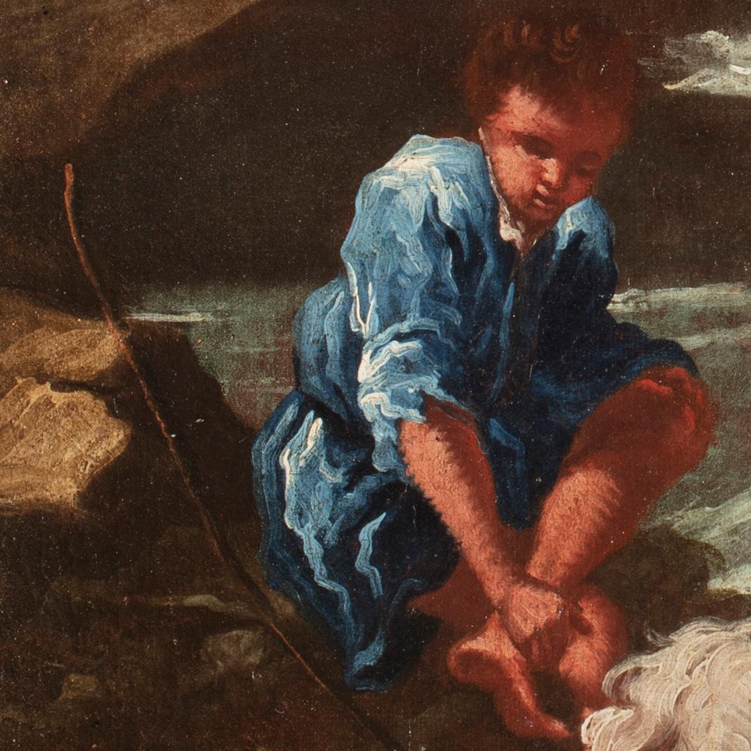 Giuseppe Pianca, Hirte mit Ziege und Fluss, Öl auf Leinwand, 18. Jahrhundert im Angebot 3