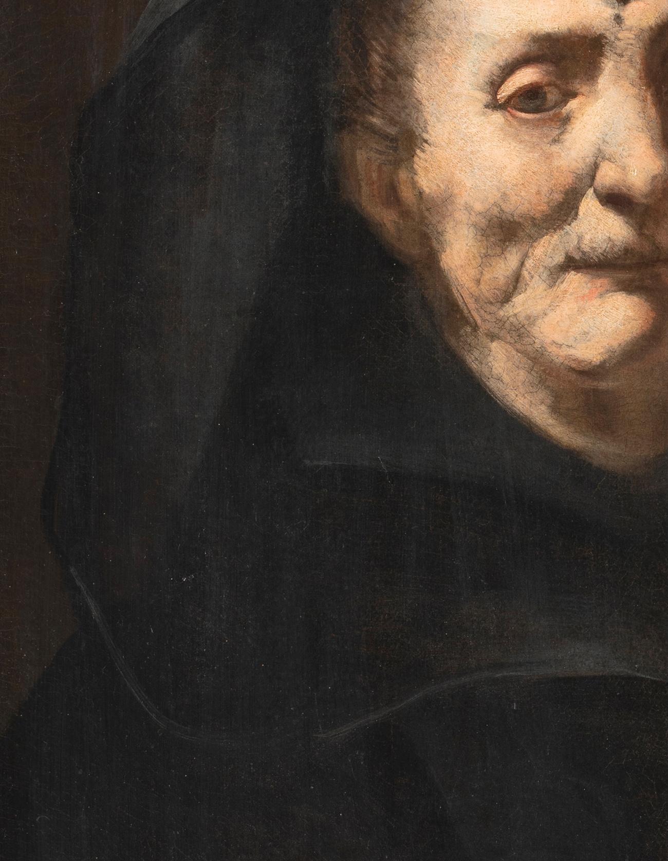 Giuseppe Assereto (Genova - 1626 ca – Genova 1656/57)
Portrait of an elderly woman, possible portrait of Maddalena Massone, wife of Gioacchino Assereto
Oil on canvas, cm. 65,5 x 51,5 – with frame cm. 90 x 77
Gilded, shaped, carved and chased wooden