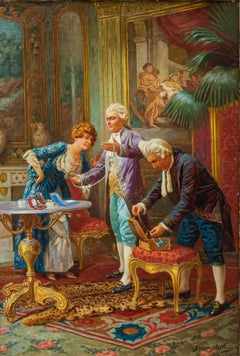 Giuseppe Ballesio, the Pearl Necklace Painting Oil on Canvas