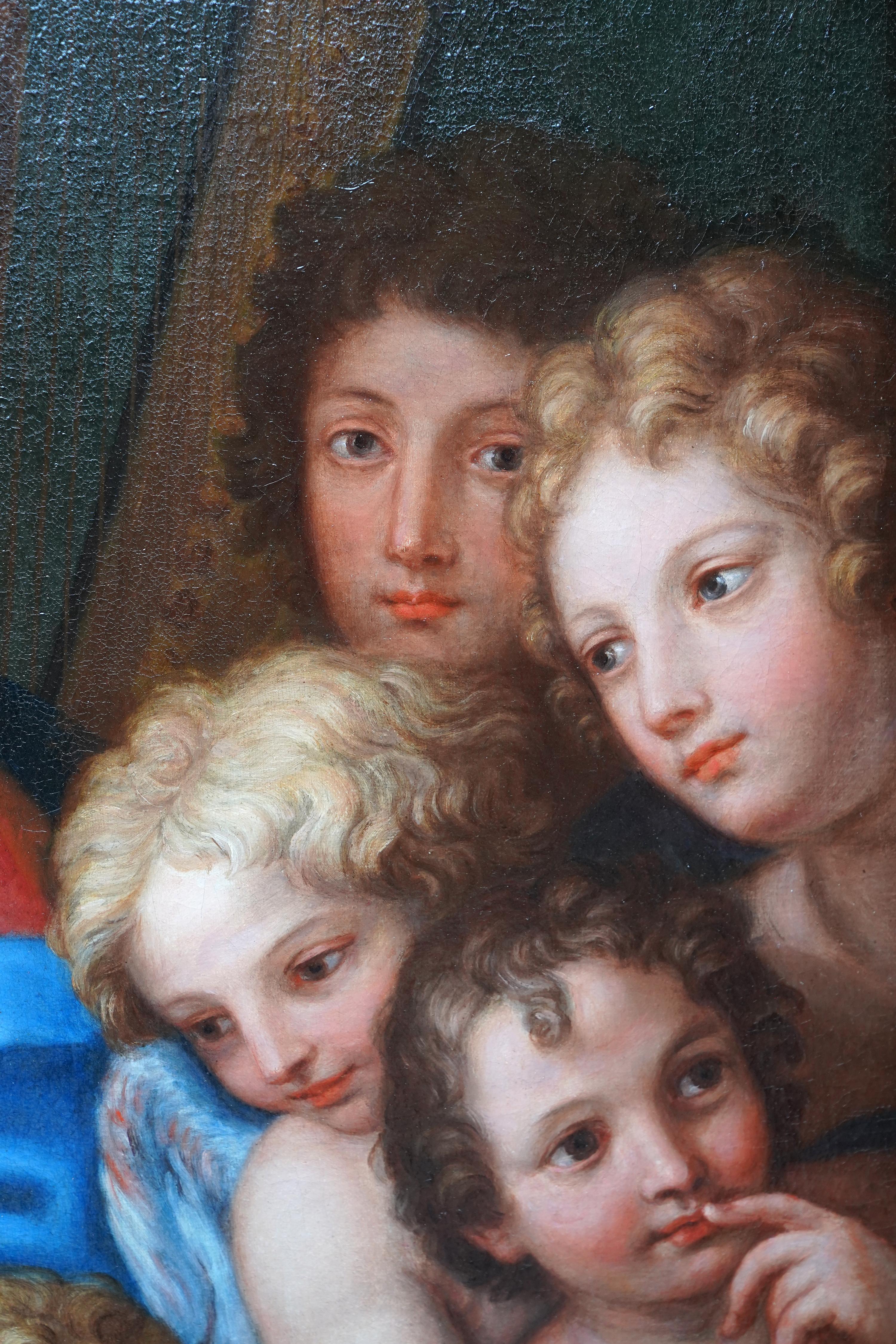 Madonna and Child with St Catherine and Putti - Italian 17thC art oil painting  For Sale 8