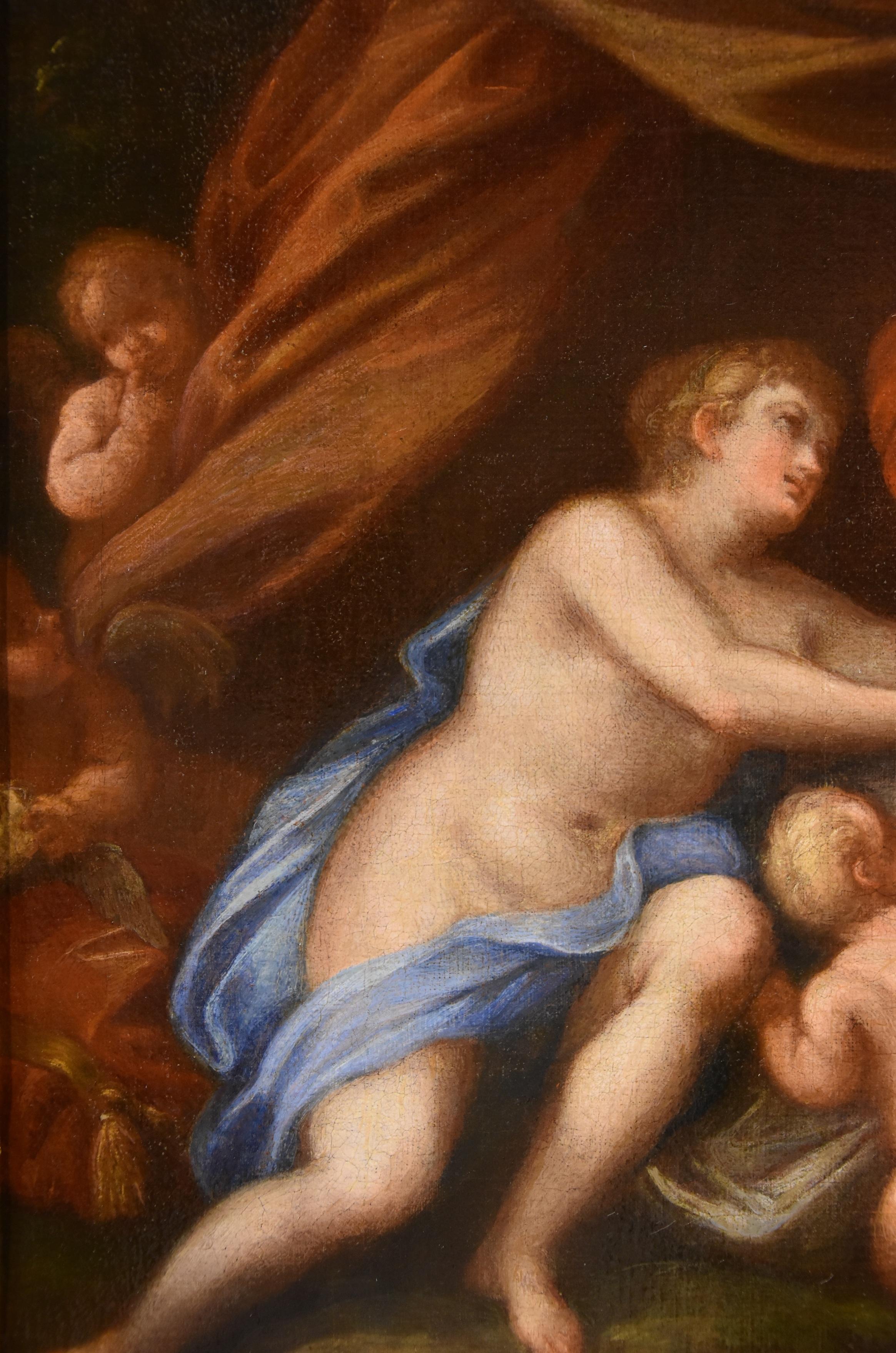 Venus Adonis Cupid Chiari 17/18th Century Paint Oil on canvas Old master Italian For Sale 7