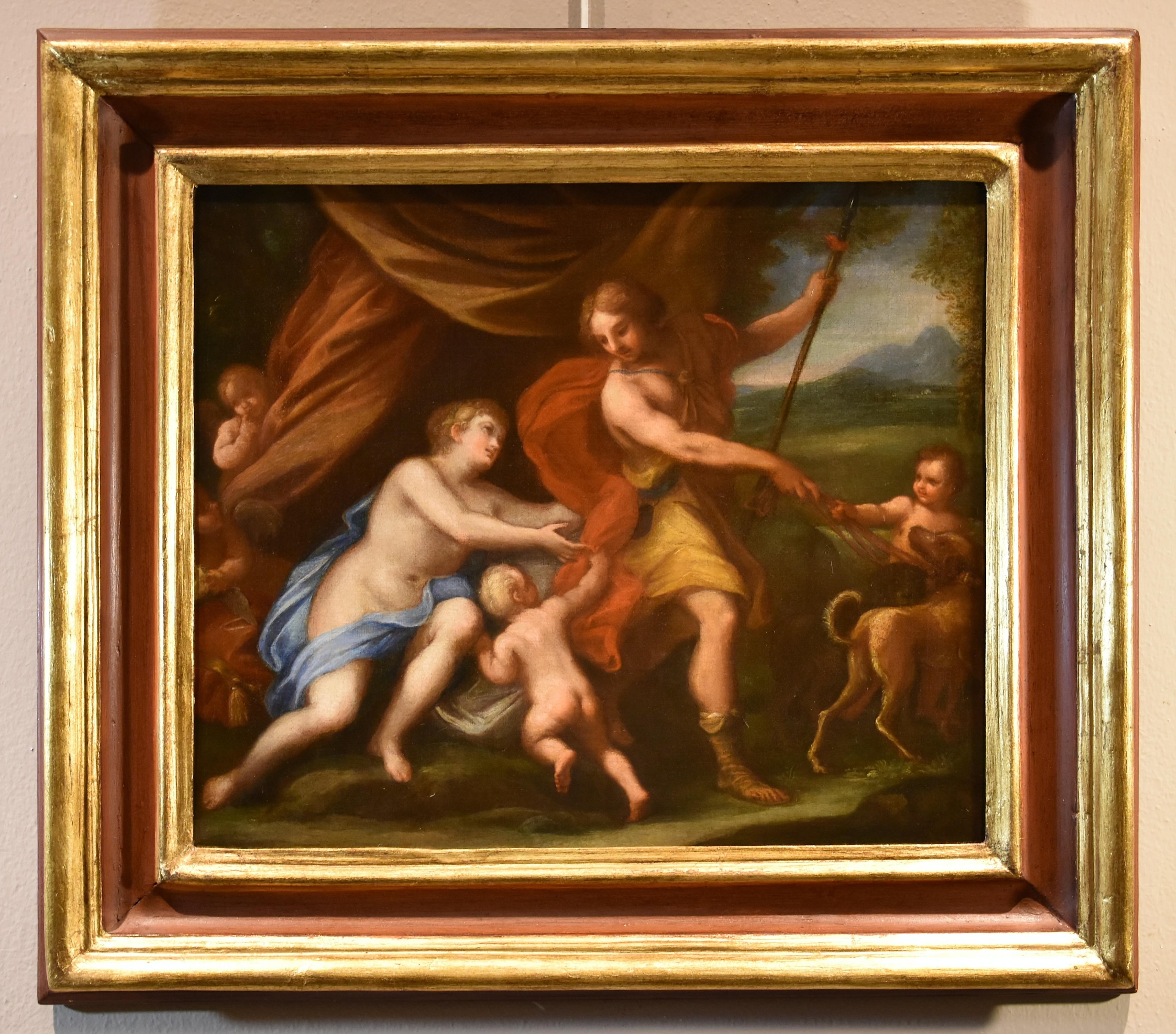Venus Adonis Cupid Chiari 17/18th Century Paint Oil on canvas Old master Italian - Painting by Giuseppe Bartolomeo Chiari (Rome 1654–1727)