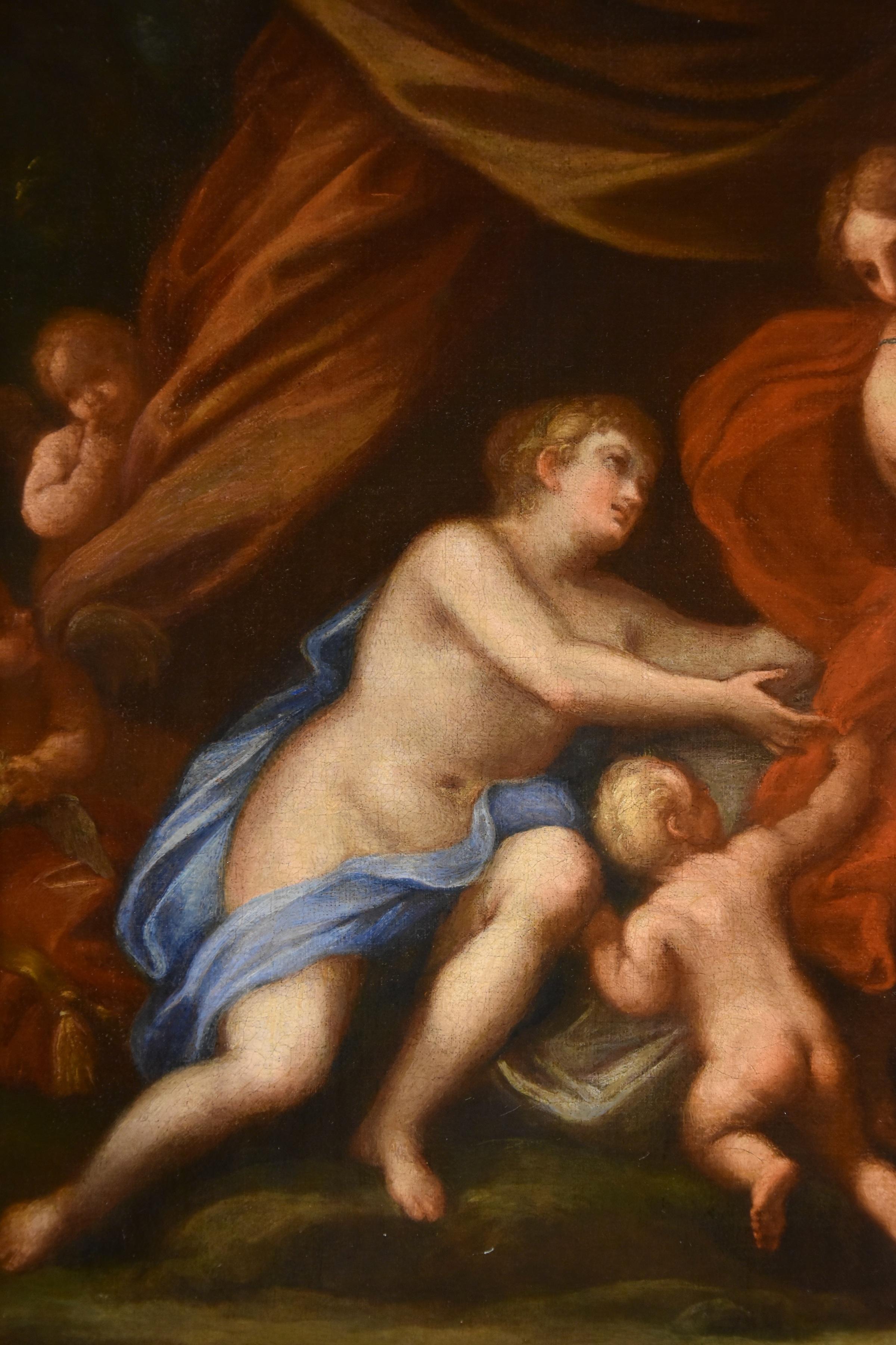 Venus Adonis Cupid Chiari 17/18th Century Paint Oil on canvas Old master Italian - Brown Nude Painting by Giuseppe Bartolomeo Chiari (Rome 1654–1727)